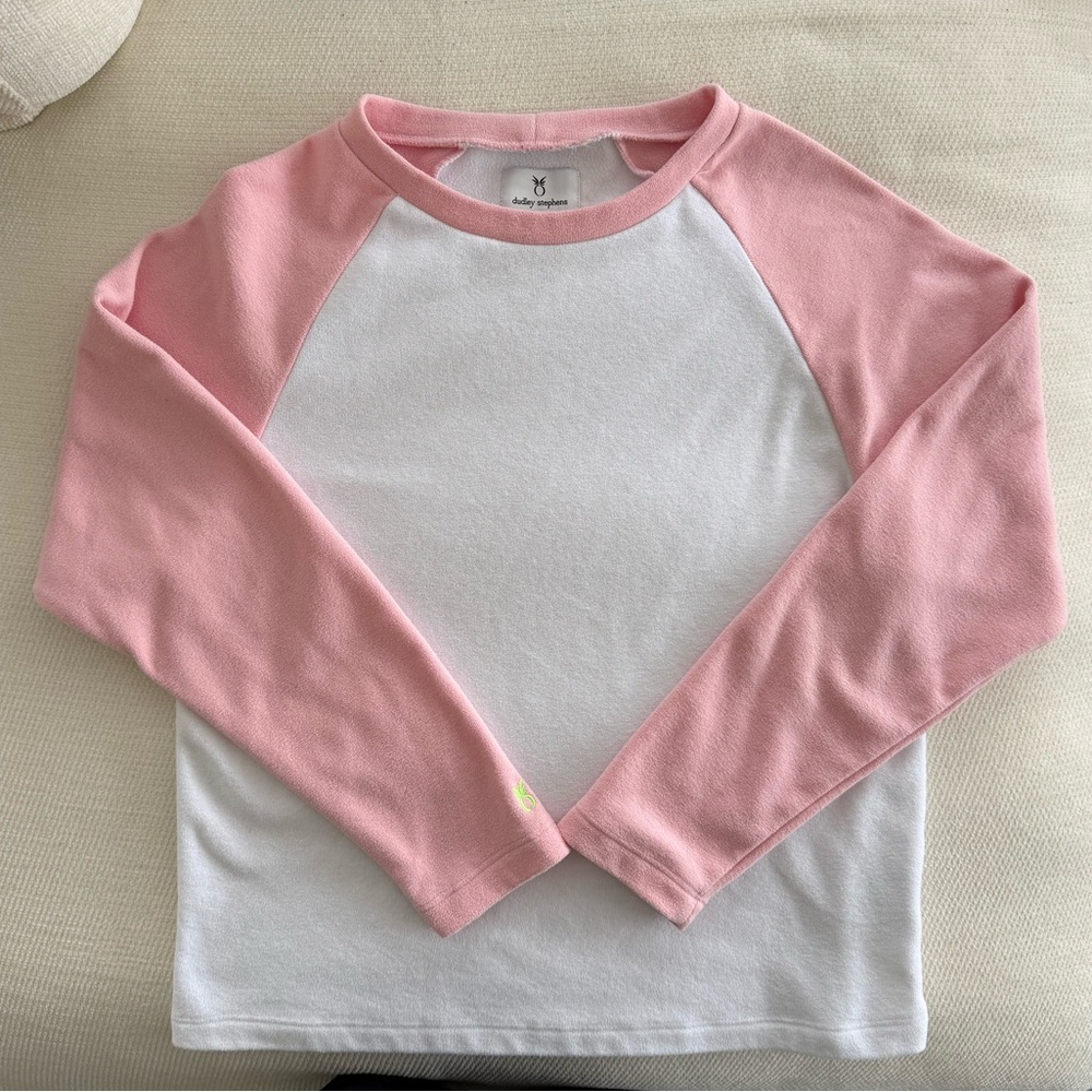 Dudley Stephens Pink and White Cove Crewneck